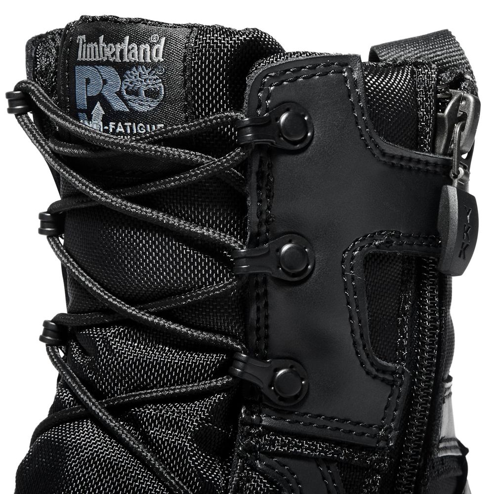 Timberland Mens Pro Boots Valor™ Duty 8\" Side-Zip Comp Toe - Black - India ZL9701256